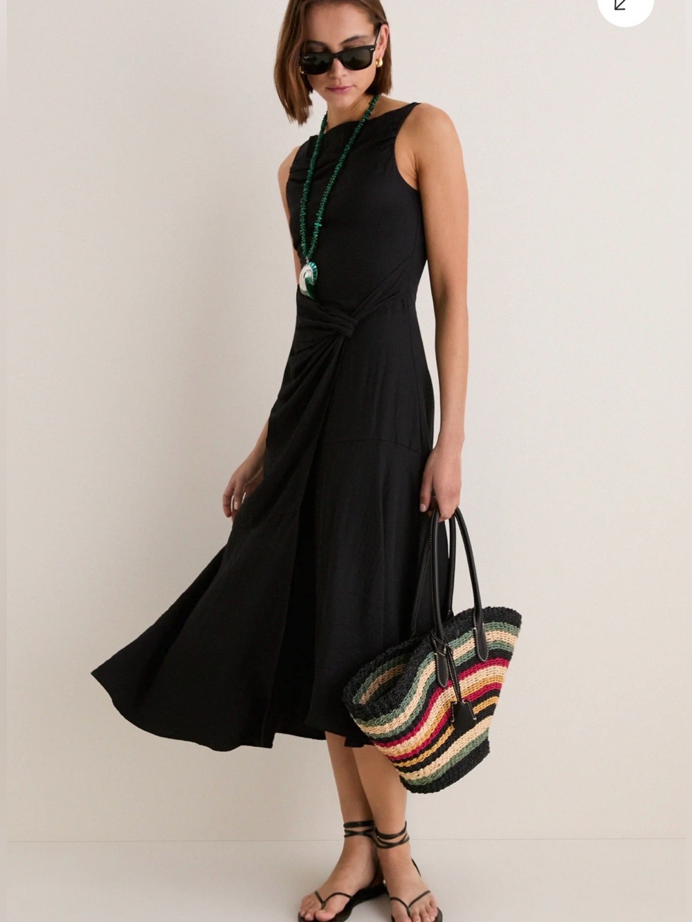 NWT Tuckernuck En Saison Black Clara Wrap Knot Sleeveless Midi Dress! XS, S, M